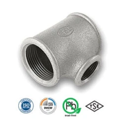 1 1/4" X 1" Galvanised Reducing Tee Tube/Pipe Fitting EN10242