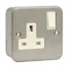 Scolmore 13A 1G DP Metal Clad Switched Socket Outlet -Deals Bolt Gutter Store click metal clad 13a dp single switched socket 1
